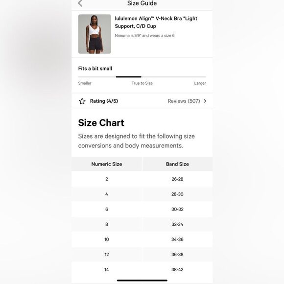 Lululemon Align V-Neck Bra Light Support, C/D Cup White size 8 NWT SPORTS BRA - Picture 5 of 5